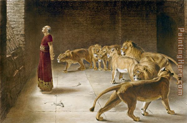 Interpretation of lions in Daniel in the den of lions painting - Unknown Artist Interpretation of lions in Daniel in the den of lions art painting